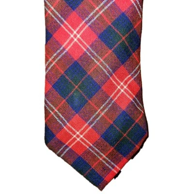 Corbata a cuadros vintage hecha en Escocia de lana roja azul verde 3" de ancho Foto 1 de 4