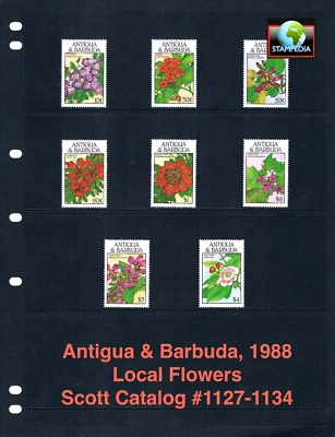 $6.75 Scott Value - 1988 ANTIGUA Flowers Caribbean Sea Wildlife CV MNH NH UMM - Image 1 of 4