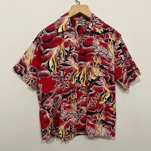 1950s Vintage Hawaiian Shirt XL Angel Fish Print Aloha Rare Tropic Style used JP - Picture 1 of 10