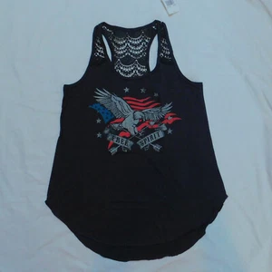 FIFTH SUN Crochet Racerback Graphic Print Tee Juniors Womens Large NWT - Picture 1 of 6