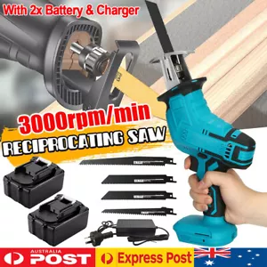 Cordless Reciprocating Saw 3000rpm Sabre Saw 2x Battery Charger Blade Tool Kit - Picture 1 of 11