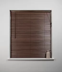 Real Hard Wood Venetian Blinds - Walnut Finish - 27mm Slats - 60cm to 180cm - Picture 1 of 1