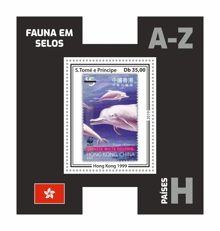 Stamps on Stamps WWF Fauna MNH Stamps 2019 Sao Tome & Principe S/S Die Cut Shape - Image 1 of 1