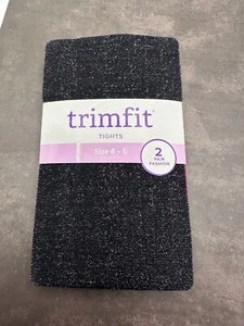 Trimfit Girls' 2-Pair Fashion Tights (S 4-6) | Metallic Red & Black | NWT - Picture 1 of 3