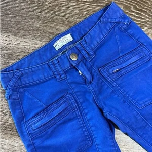 Jeans skinny Free People Utility blu royal elasticizzato vita bassa zip tasca moto 26" - Foto 1 di 7