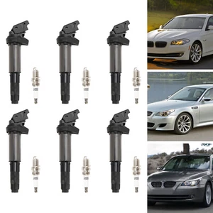 6x Ignition Coil+Spark Plug UF515 UF522 For BMW 325 335 525 530i X5 Z4 2.5L 3.0L - Picture 1 of 19