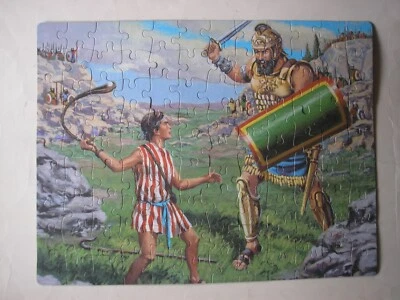 Rompecabezas David y Goliat 100 piezas 1993 Rainbow Works 11,5" x 15" Foto 1 de 4