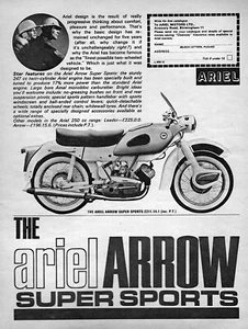 1964 Ariel Arrow Super Sports Motorcycle Original Print Ad - Picture 1 of 1