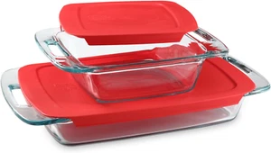 4-Piece Extra Large Glass Baking Dish Set with Lids and Handles, Oven and Freeze - Picture 1 of 20