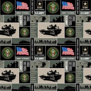 US Army Print Fleece Fabric - 60" Wide - Sold by The Yard - Picture 1 of 1
