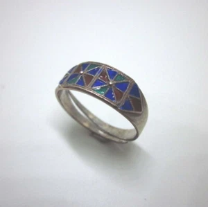 Vintage 925 Sterlingsilber Ringe Schmuck Emaille Kostenlose Größe verstellbar Klassiker - Bild 1 von 6