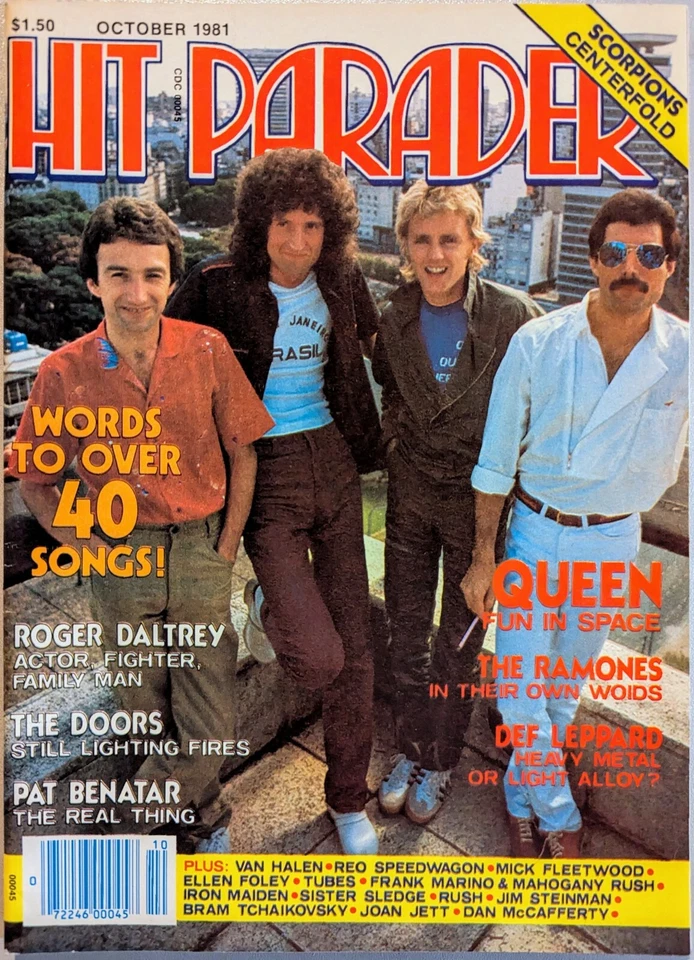Hit Parader Magazine October 1981 Queen, Def Leppard, Doors, Pat Benatar, Rush - Image 1 of 4