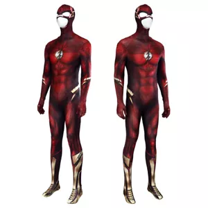 Movie The Flash Bary Allen Battle Jumpsuit Superhero 3D Bodysuit Cosplay Costume - Picture 1 of 15