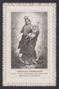 Santa tarjeta antigua toalla de la Virgen imagen piadosa santino estampa