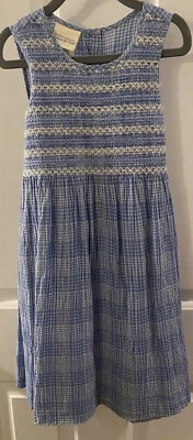 Laura Ashley Mother & Child Girl’s Size 4 Blue Plaid Smocked Sleeveless Dress - Image 1 of 4