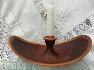 Mid Century Bentwood Candlestick Norway Laburnum Wood Golden Rain Signed JN - Picture 1 of 8