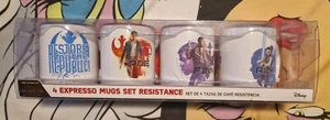 Star Wars: The Last Jedi Resistance Set of 4 Espresso Cups Rey Finn Poe - Picture 1 of 6