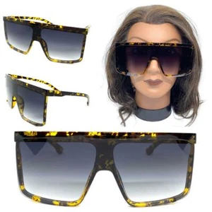 OVERSIZED EXAGGERATED RETRO SHIELD Style SUNGLASSES Huge Jumbo XL Tortoise Frame - Picture 1 of 8