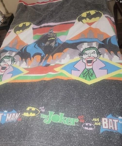 Vintage 1989 Batman & Joker Bed Blanket Queen Bed Size DC Comics - Picture 1 of 4