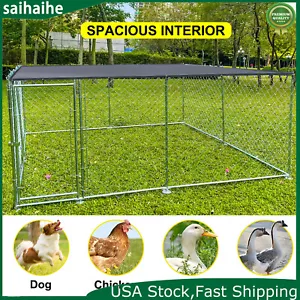 10X10X4.10ft Pet Dog Run House Kennel Shade Cage Fence Enclosure w/Cover Playpen - Picture 1 of 9