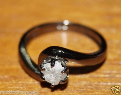 Anillo de plata anillo de diamantes en bruto blanco natural de 0,80 quilates sin cortar Foto 1 de 4