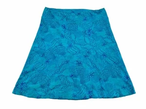Fresh Produce Womens Skirt Blue XS Seashells Cotton Knit Knee Length - Picture 1 of 5
