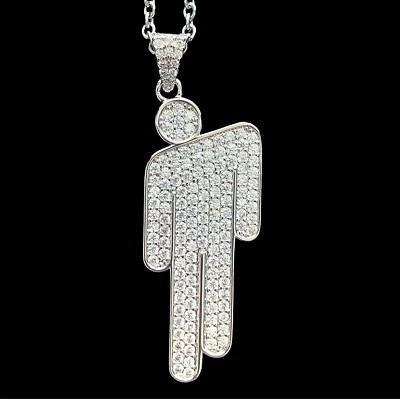 Billie Eilish Blohsh Necklace! Iced Out Pendant + Stainless Steel Chain - Image 1 of 4