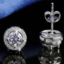 Real 18ct White Gold Plated Crystal Diamond Stud Earring for Men's or boy's UK