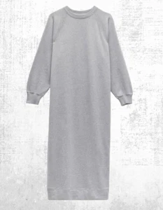Ex HUSH Women’s Long Sleeve Maya Sweatshirt Midaxi Dress in Grey Marl - Picture 1 of 4