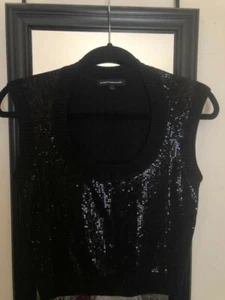 Express Design Studio Pailletten Cropped Pullover Weste schwarz Gr. S - Bild 1 von 5