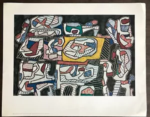 VINTAGE JEAN DUBUFFET ABSTRACT GEOMETRIC PAINTING ART PRINT KUNST MUSEUM BASEL - Picture 1 of 1