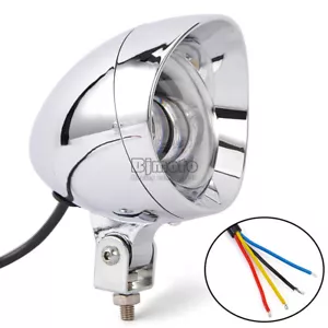 12V Chrome Universal Motorcycle Amber LED Driving Passing Spot Fog Light - Bild 1 von 13