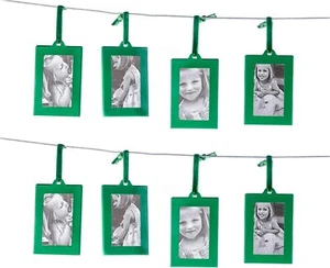 Green Mini Picture Frames - Set of 8 - Wallet Size Picture Frame Ornaments Fo... - Picture 1 of 3