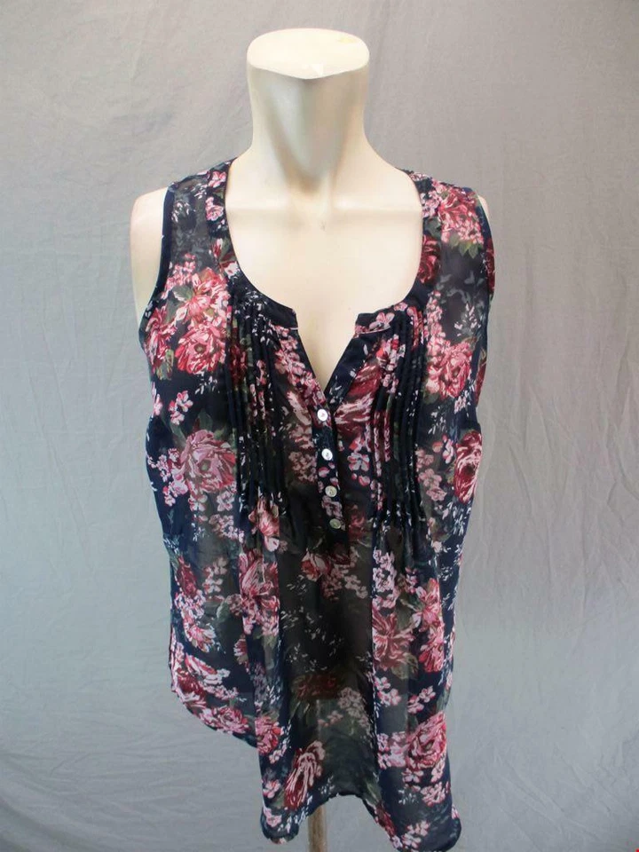 Blusa Henley Maternidad Talla S Mujer Negra Floral Sin Mangas Maternidad Top6G698 Foto 1 de 4