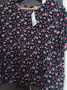 NEU! DEVIDED by H&M, Bluse, Größe: 46 L, SCHWARZ BUNT, VISCOSE Damen  - Bild 1 von 4