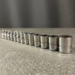 MINT Snap-On 1/4” Flank Drive 13pc SAE Standard SHALLOW 6pt Socket SET 1/8-5/8 - Picture 1 of 24