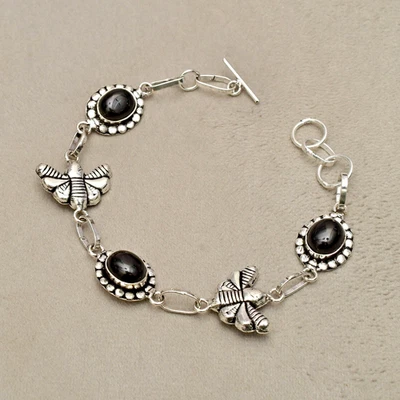 Bracciale con gioielli fatti a mano in argento sterling 925 pietra preziosa o... - Immagine 1 di 4