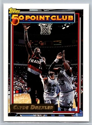 1992-93 Topps Clyde Drexler 50 Point Club Gold Parallel Trail Blazers #212 - Image 1 of 2
