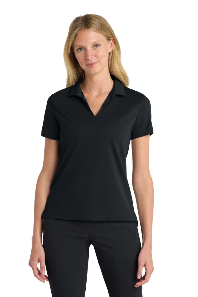 Nike Women's Dri-FIT Micro Pique 2.0 Polo Shirt Sz M Black Sport Company Logo
