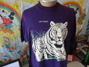 T-shirt vintage anni 90 Las Vegas Nevada bianca tigre punto singolo 2XL - Foto 1 di 3