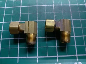 (2) 369-06-04 Brass Compression 90° Elbow Fitting 3/8" OD Tube to 1/4 NPT - Picture 1 of 1