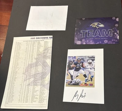 Foto firmada por Ray Rice Vs Lions 2 X tarjetas de Navidad 2005 Ravens Training Camp Foto 1 de 4