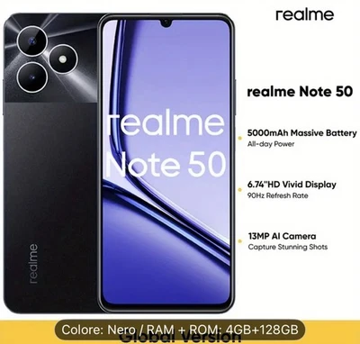 REALME NOTE 50 4+128GB 6.74" 4G MIDNIGHT BLACK - Immagine 1 di 4