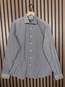 John Varvatos Dress Shirt 16.5 / 36 / 37 Gray Striped Luxe Classic Fit - Picture 1 of 7