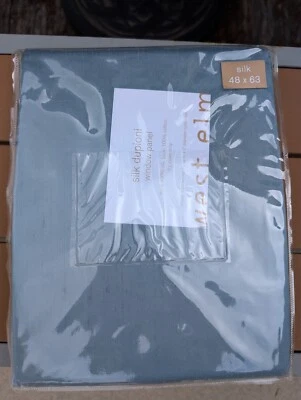 West Elm Dupioni Silk Curtains Drape 48x63 Slate Blue with Cotton Lining - Image 1 of 4