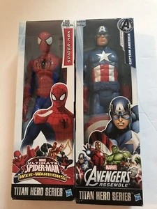 2 Marvel Avengers Titan Hero Serie Figuren ~ Spider-Man, Captain America - Bild 1 von 6