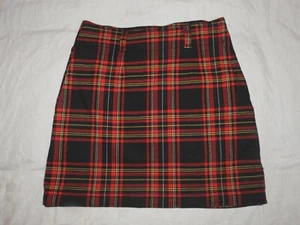Red Tartan Mini Skirt - Size 10 Clubbing Emo Goth Schoolgirl Clubbing - Picture 1 of 4