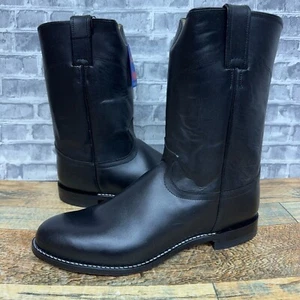 Justin Boots Jackson 10 Inch Round Toe Roper Black Western 3133 Mens Sz 10.5 EE - Picture 1 of 7