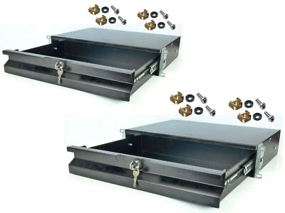 2 x 2 HE 19" SFX Rackschublade schwarz abschliessbar 32 cm Rack Schublade Schloß - Bild 1 von 4