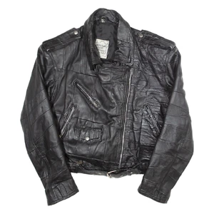 Vintage Womens Biker Jacket Black Leather 90s S - Picture 1 of 6